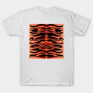 Tiger Skin Striped Pattern in Papaya Orange T-Shirt